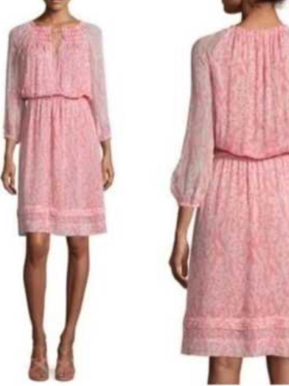 Diane Von Furstenberg Coral-PinkParry silk Printed Midi Dress